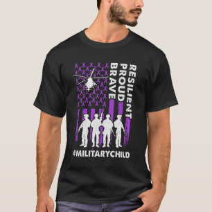 Militärische Kinder Erwachsene Lila US-Flaggenmona T-Shirt