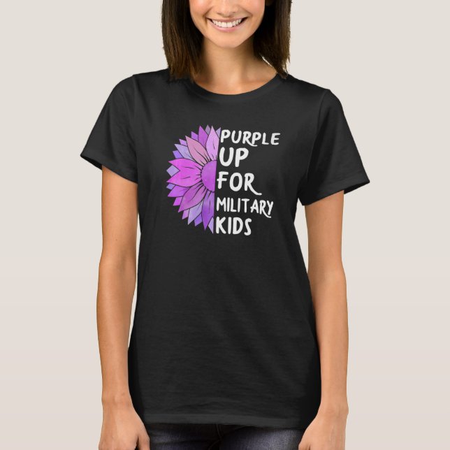 Militärische lila Kindersonnengebläse T-Shirt (Vorderseite)