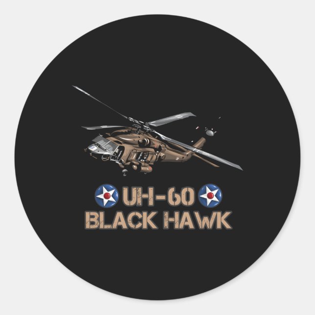 Militärische Luftfahrt Ähm-60 Black Hawk Huey Heli Runder Aufkleber (Vorderseite)
