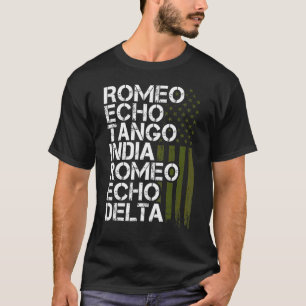 Militärische Männer Frauen Phonetischer Alphabet R T-Shirt