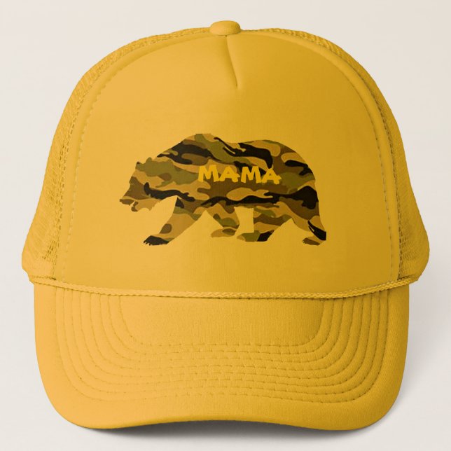 Militärische Mutter MAMA Bären Camouflage Baseball Truckerkappe (Vorderseite)