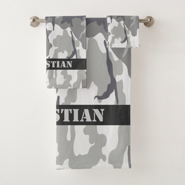 Militärische Stadt - Muster Personalisiert Badhandtuch Set (Insitu)