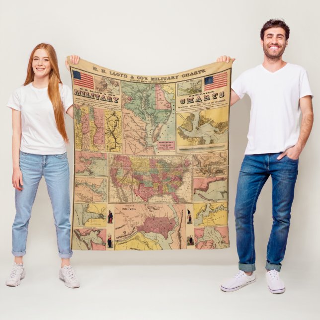 Militärische strategische Karten des Vintagen Zivi Fleecedecke (Beispiel)
