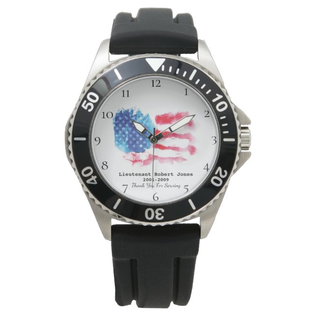 *~* Militärische Veteran Red White Blue US Flag Armbanduhr (Vorderseite)