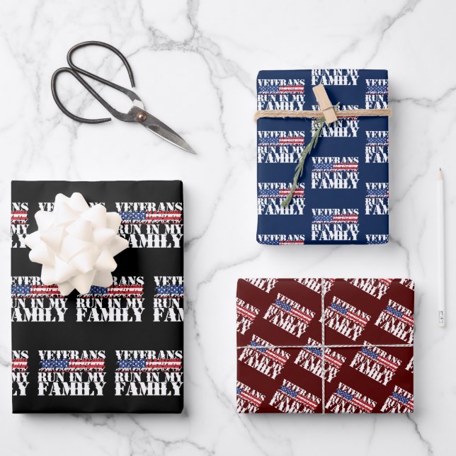 Militärische Veteranen, die in meiner Familie lauf Geschenkpapier Set (Vorderseite)