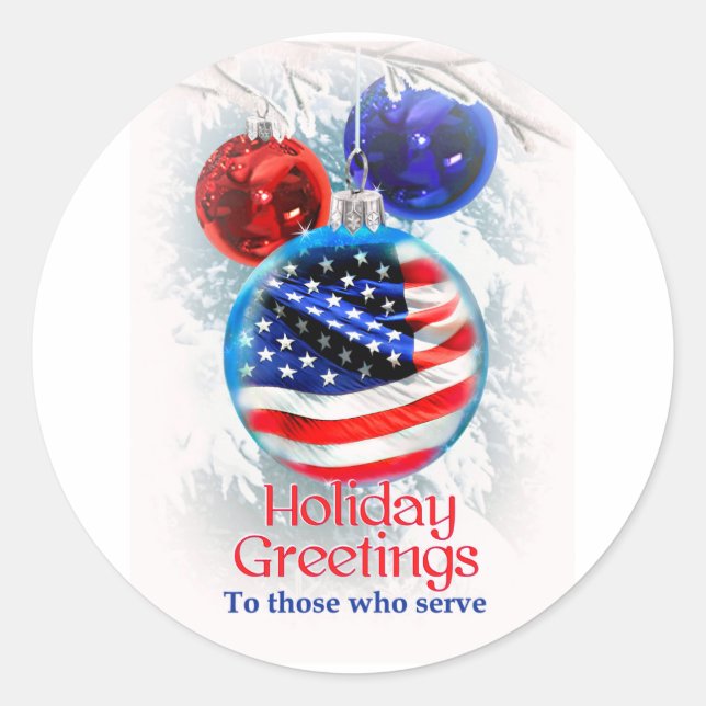 Militärische Weihnachtsfahne in Amerika Runder Aufkleber (Vorderseite)