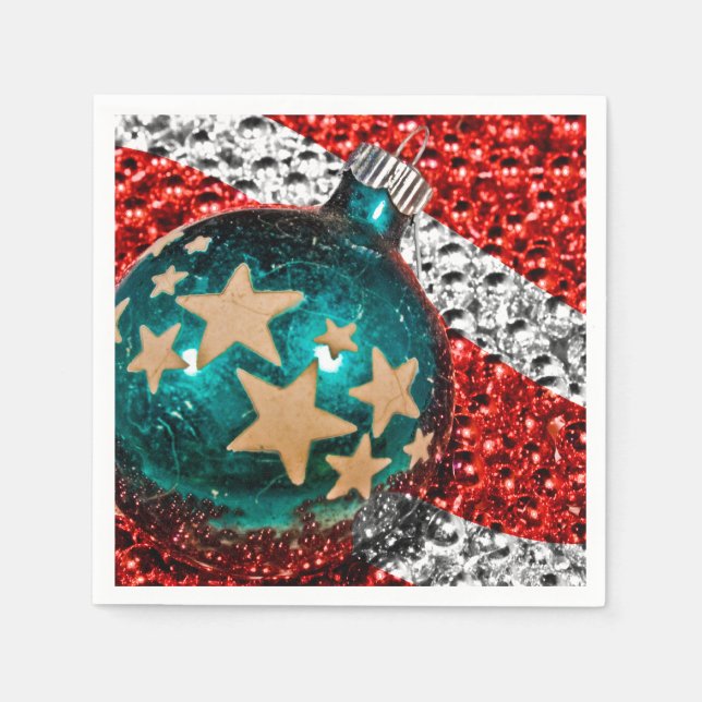 Militärische Weihnachtsstars Stripes Holiday Desig Serviette (Vorderseite)