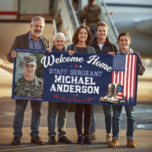 Militärische Willkommens-US-Flaggen-Stiefel mit in Banner