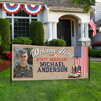 Militärische Willkommensgruß-US-Flaggen-Stiefel-Ru Banner