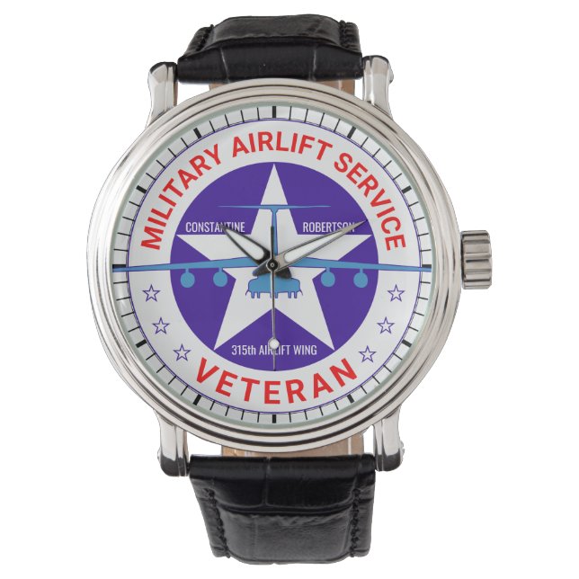 Militärischer Luftbrücke Veteran individuell anpas Armbanduhr (Vorderseite)