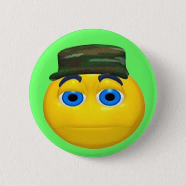Militärischer lustiger Gesichts-Geburtstags-Knopf Button (Vorderseite)