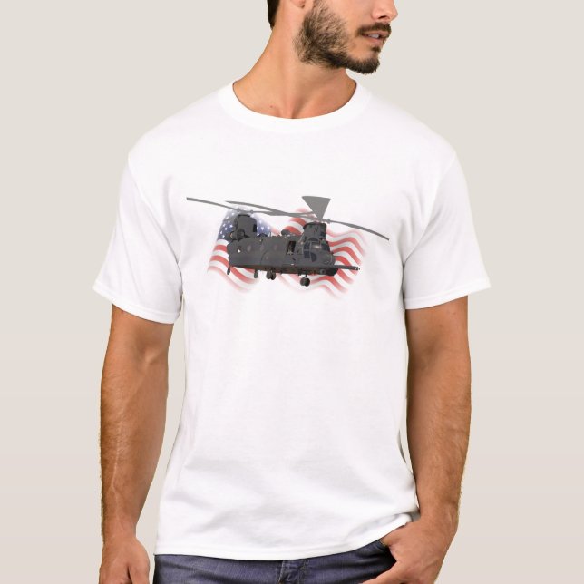 Militärischer MH-47 Chinook-Hubschrauber T-Shirt (Vorderseite)