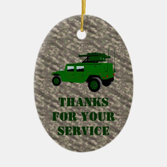 Militärischer Offroad-Truck-Raketenwerfer Keramik Ornament (Vorne)
