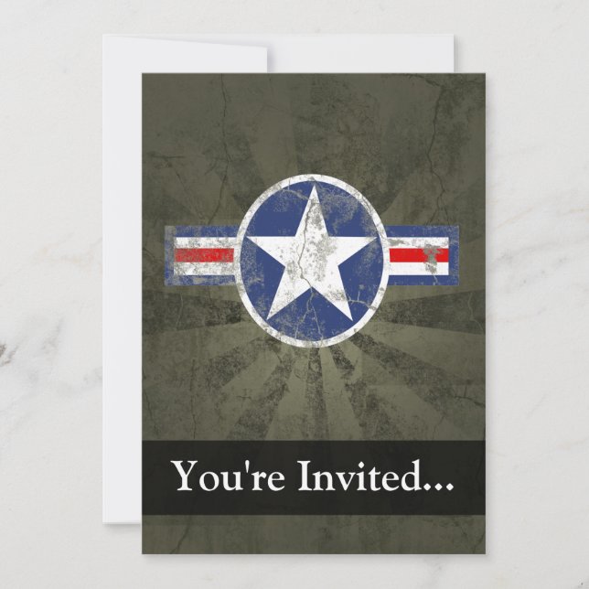 Militärischer Patriotischer Vintager Star Einladung (Vorderseite)