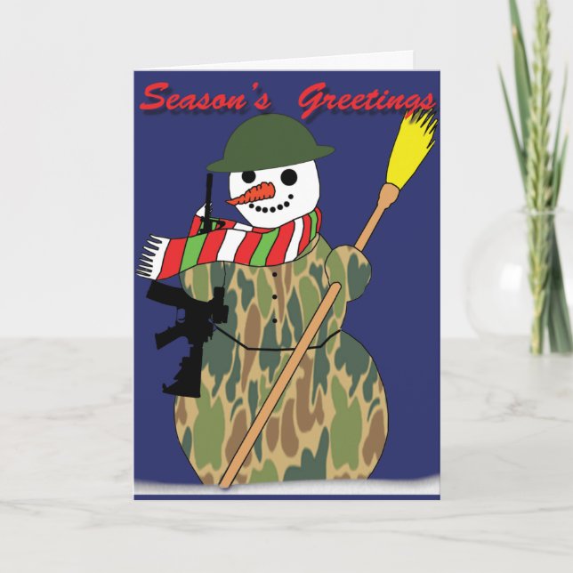 Militärischer Snowman Feiertagskarte (Vorderseite)