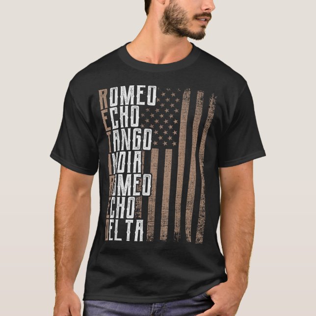 Militärischer Veteran Phonetic Alphabet T-Shirt (Vorderseite)