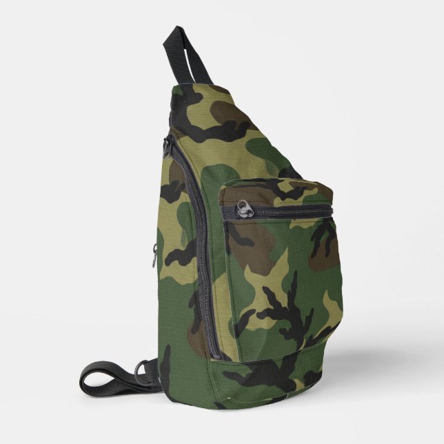 Militärischer Wald-Tarnmuster Crossbody Bag (Linke Seite)