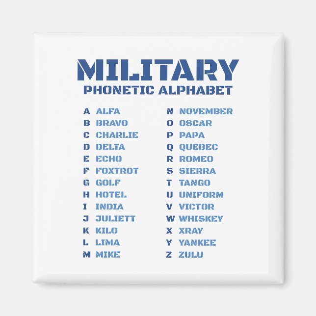 Militärisches Buchstabieralphabet ICAO Funkcode-Ta Magnet (Vorne)