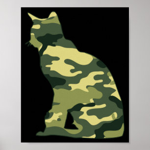 Militärisches burmesisches Camo-Männer-Druck-Katze Poster