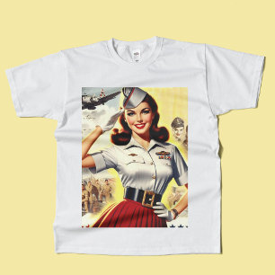 Militärisches Button im Retro-System T-Shirt