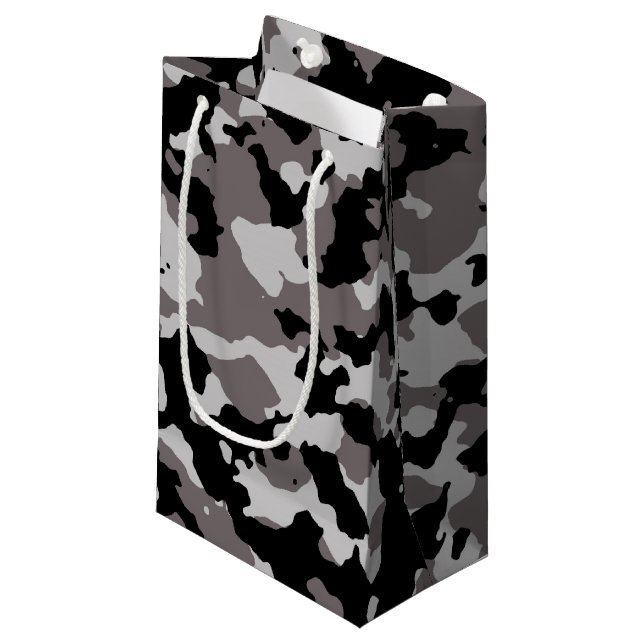 Militärisches graues Tarnungs-Muster Kleine Geschenktüte (Vorderseite Schrägansicht)