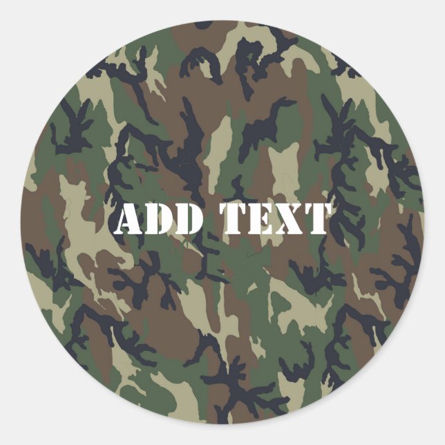 Militärisches Green Camouflage-Muster Runder Aufkleber (Vorderseite)