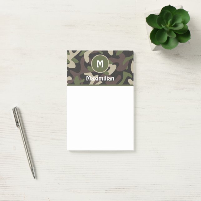 Militärisches, grünbraunes Muster Post-it Klebezettel (Büro)
