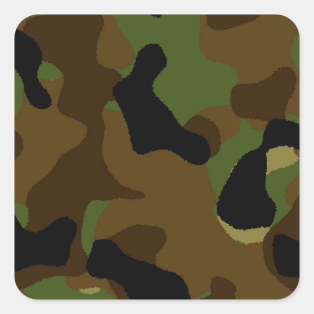 Militärisches grünes quadratischer aufkleber (Vorderseite)
