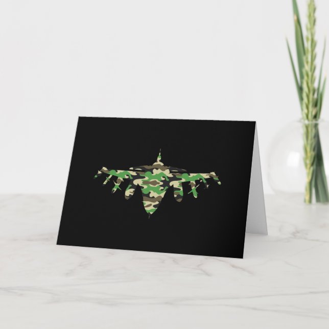 Militärisches Jet Tarnkampfflugzeug Silhouette Karte (Vorderseite)