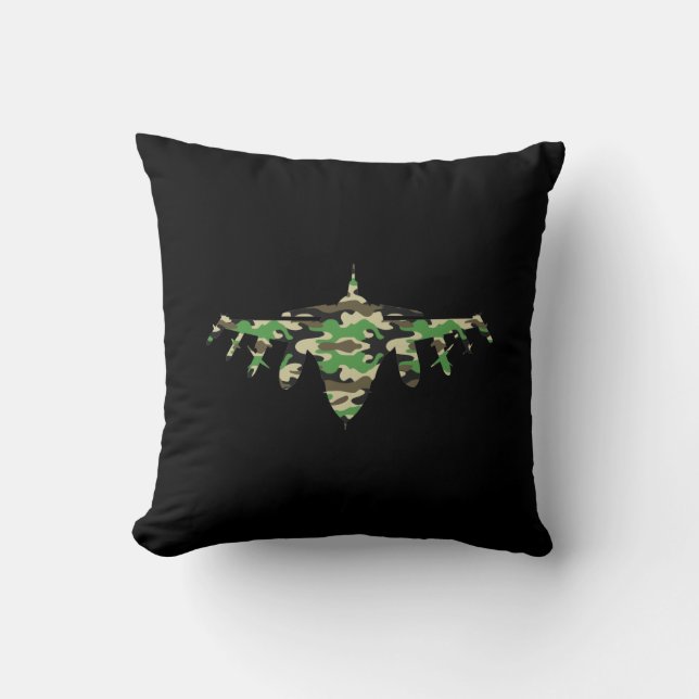 Militärisches Jet Tarnkampfflugzeug Silhouette Kissen (Vorderseite)