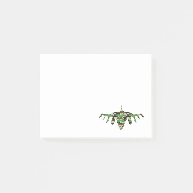 Militärisches Jet Tarnkampfflugzeug Silhouette Post-it Klebezettel (Vorderseite)