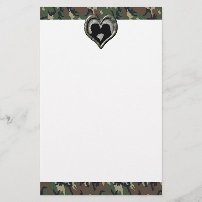 Militärisches Küssen für Silhouetten Camouflage He Briefpapier (Vorderseite)