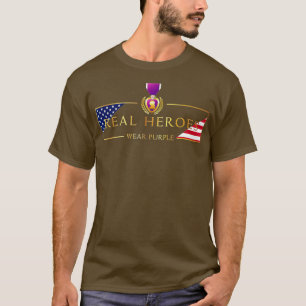 Militärisches Lila Herz Real Heroes Wear Lila  T-Shirt