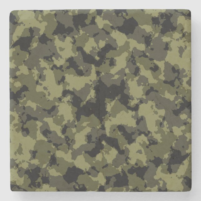 Militärisches Muster im Camouflage-Stil Steinuntersetzer (Vorderseite)