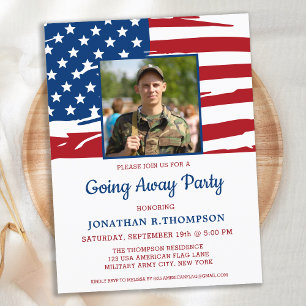 Militärisches Party - amerikanisches Flaggen-Foto Einladungspostkarte