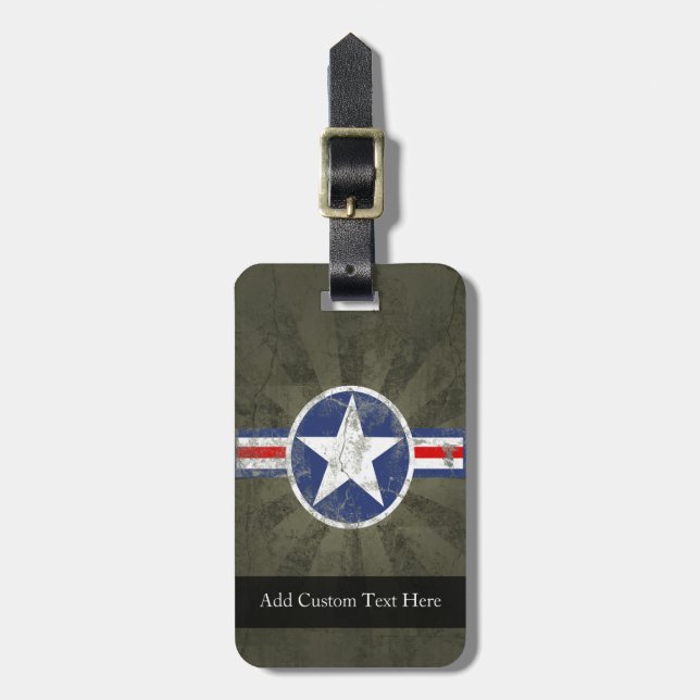 Militärisches Patriotisches Vintages Star Gepäckanhänger (Vorderseite vertikal)