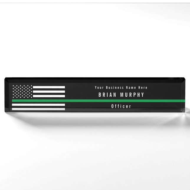 Militärisches Thin Green Line-Monogramm Namensplakette (Vorderseite)