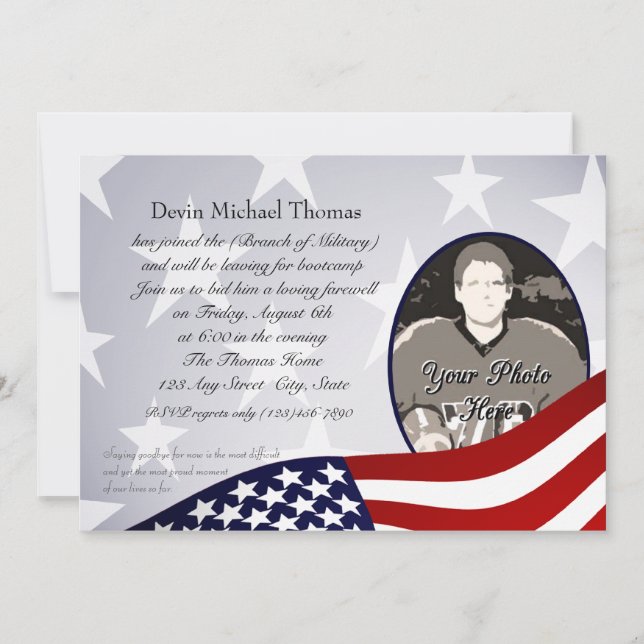 Militärisches Weggehen des Party Einladung (Vorderseite)
