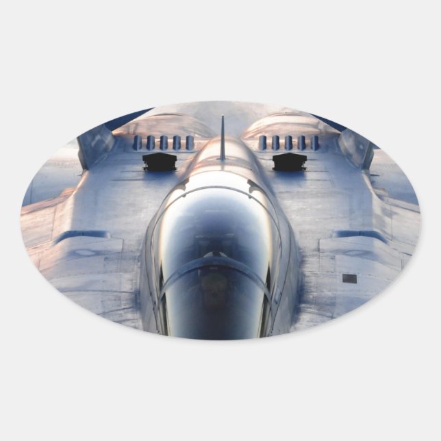 Militärjet Ovaler Aufkleber (Vorderseite)