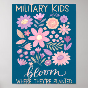 Militärkind Löwenzahn blüht, wo gepflanzt, lila Poster