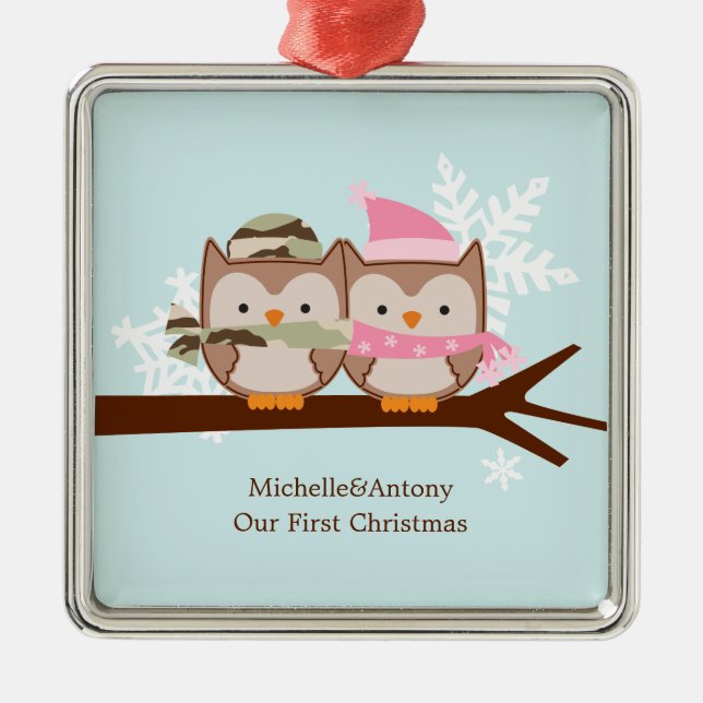 Militärpaar-Weihnachtsverzierungen Ornament Aus Metall (Vorne)