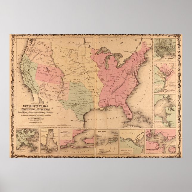 Militärplan 1862 des Zivilen Krieges in Amerika Poster (Vorne)