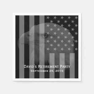 Militärruhestands-Weißkopfseeadler u. US-Flagge Serviette