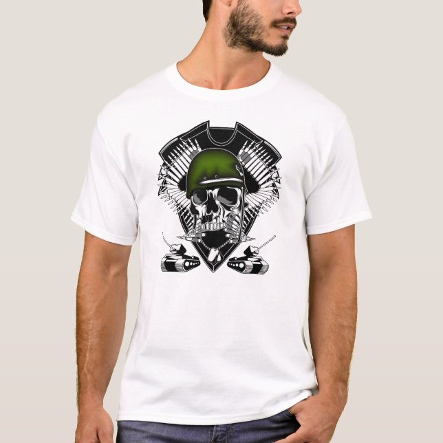 Militärschädel-Shirt T-Shirt (Vorderseite)
