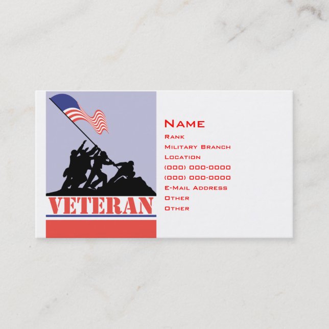 Militärveteran Telefonnummerkarte (Vorderseite)
