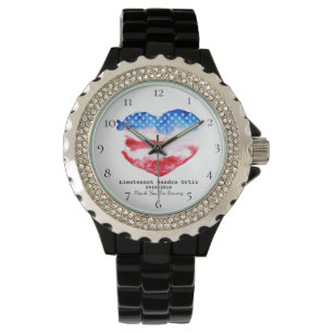 *~* Militärveteranen-rote weiße blaue Herz-Flagg Armbanduhr
