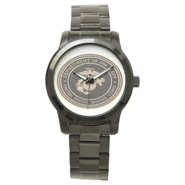Militärwache der Marine aus schwarzem Edelstahl Armbanduhr (Vorderseite)