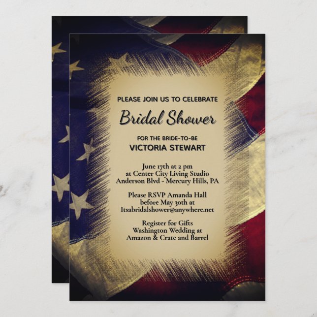 Military American Flag Bridal Shower Invitation (Devant / Derrière)