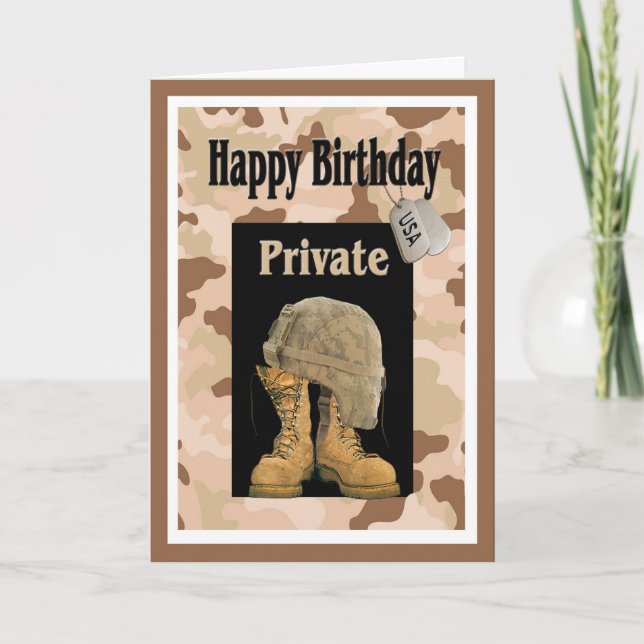 Military Army Private Birthday Card Karte (Vorderseite)