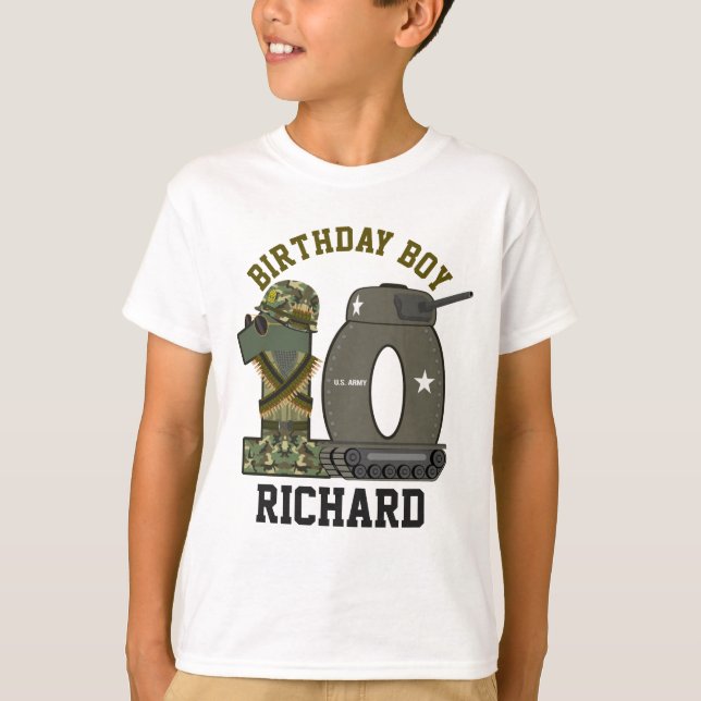 Military Birthday Boy Tenth Soldier T-Shirt (Vorderseite)